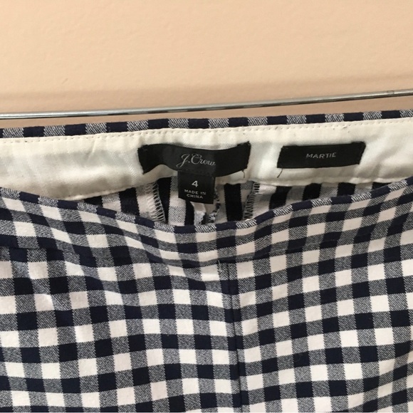 J.Crew Women's Bi-Stretch Gingham Martie Ankle  Pants Size 4 Navy White #E9564 - Picture 5 of 8